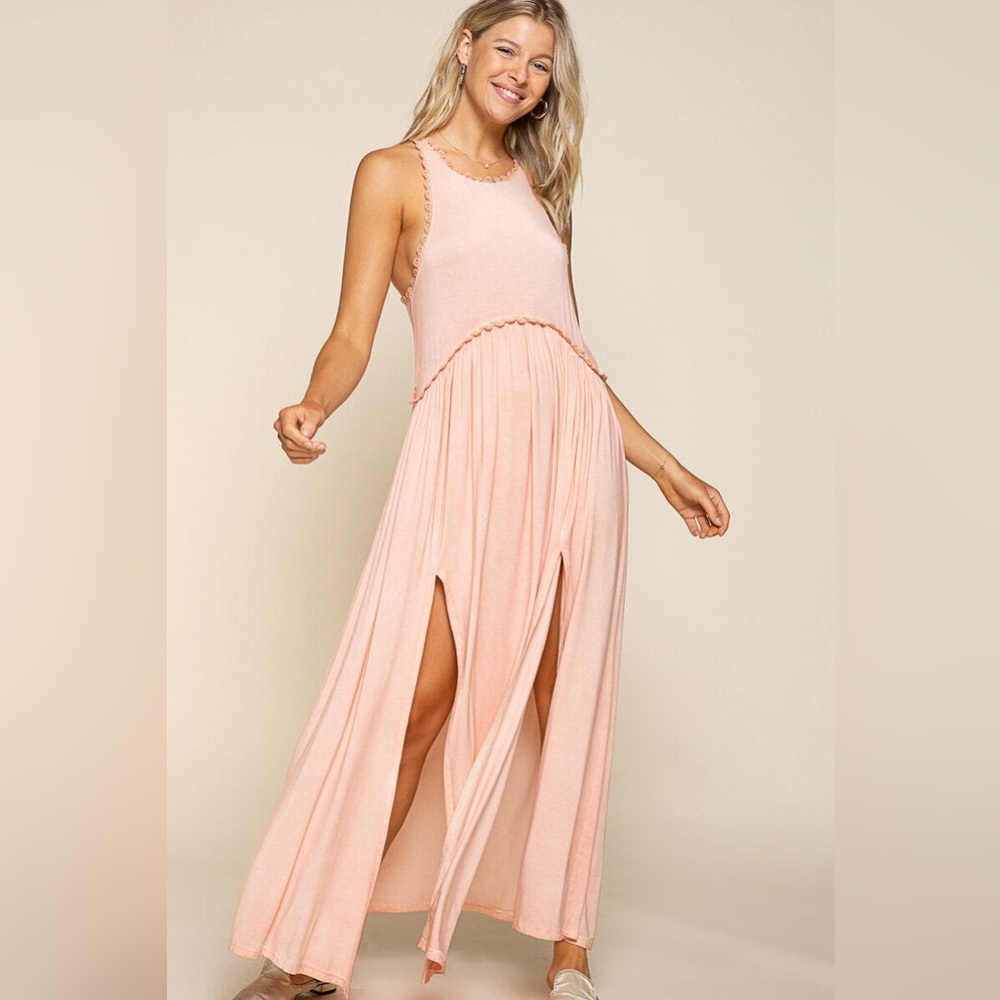 POL RACERBACK KNIT MAXI W/FRONT SLITS